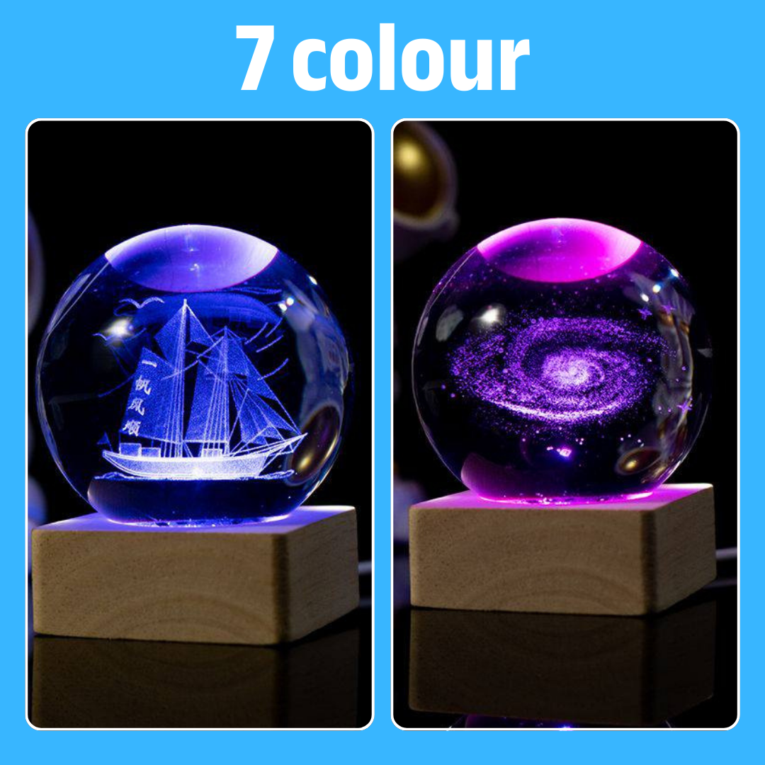 3D Moon & Ship Design Crystal Ball