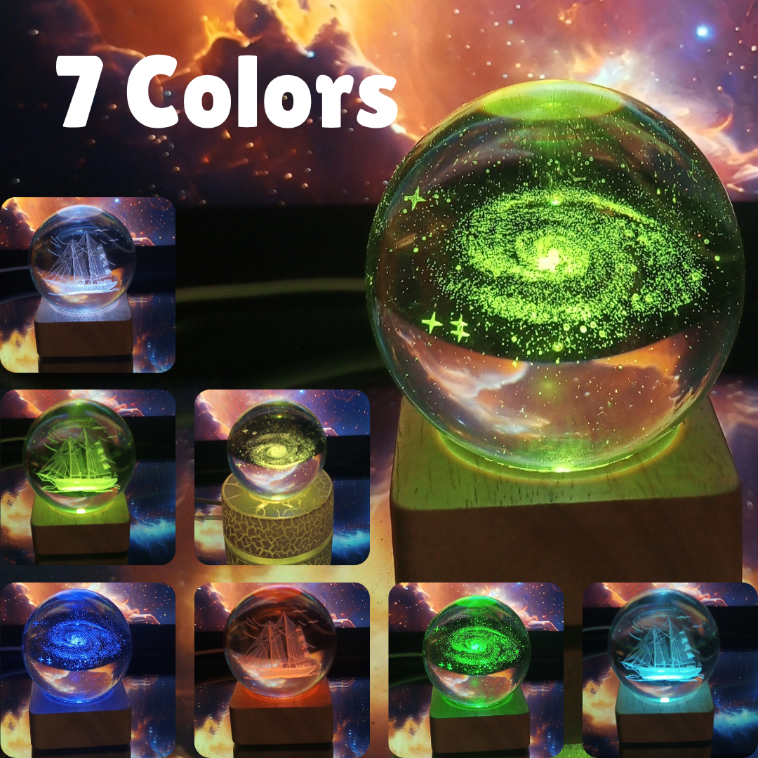 3D Moon & Ship Design Crystal Ball