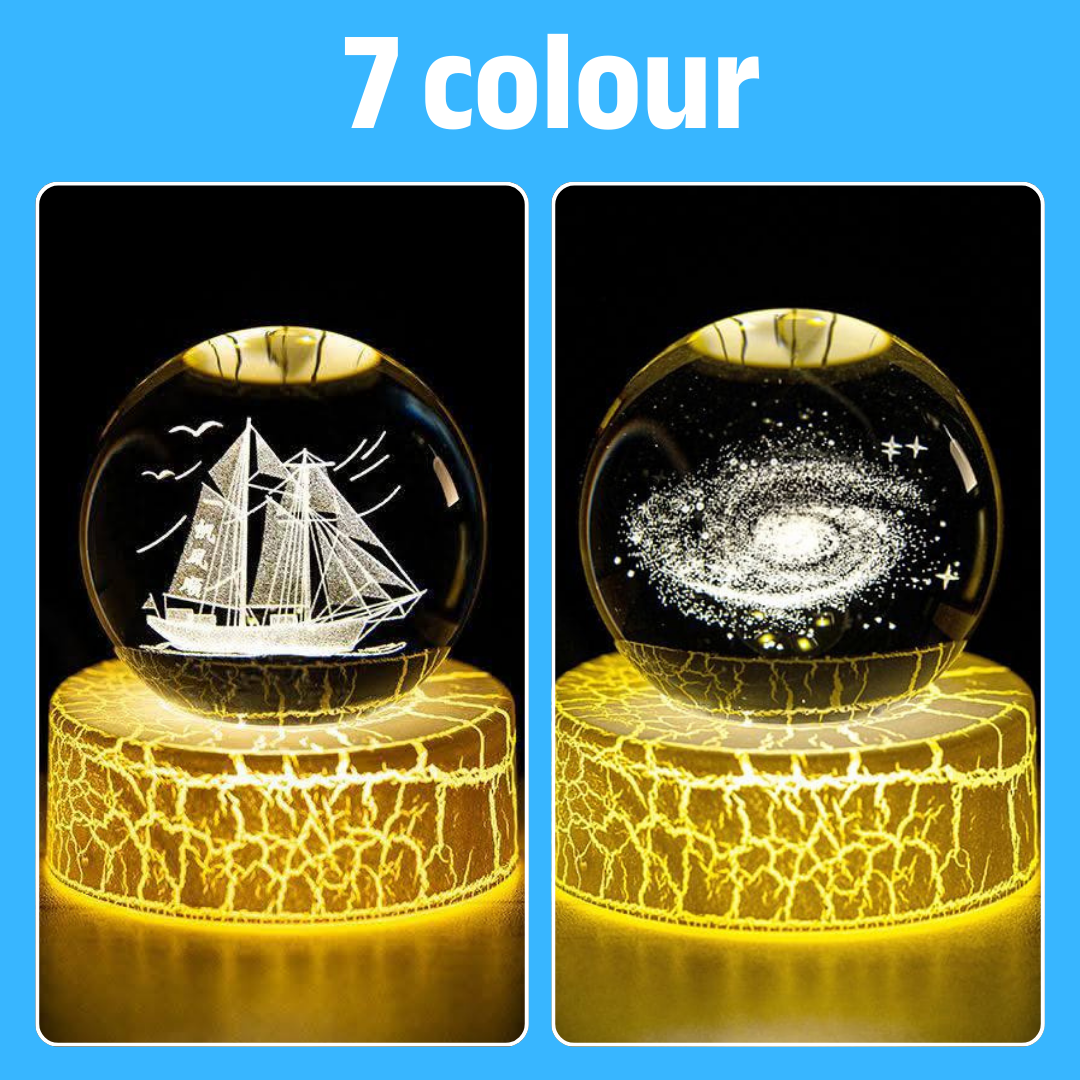 3D Moon & Ship Fire Crystal Ball