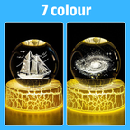 3D Moon & Ship Fire Crystal Ball