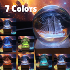 3D Moon & Ship Design Crystal Ball