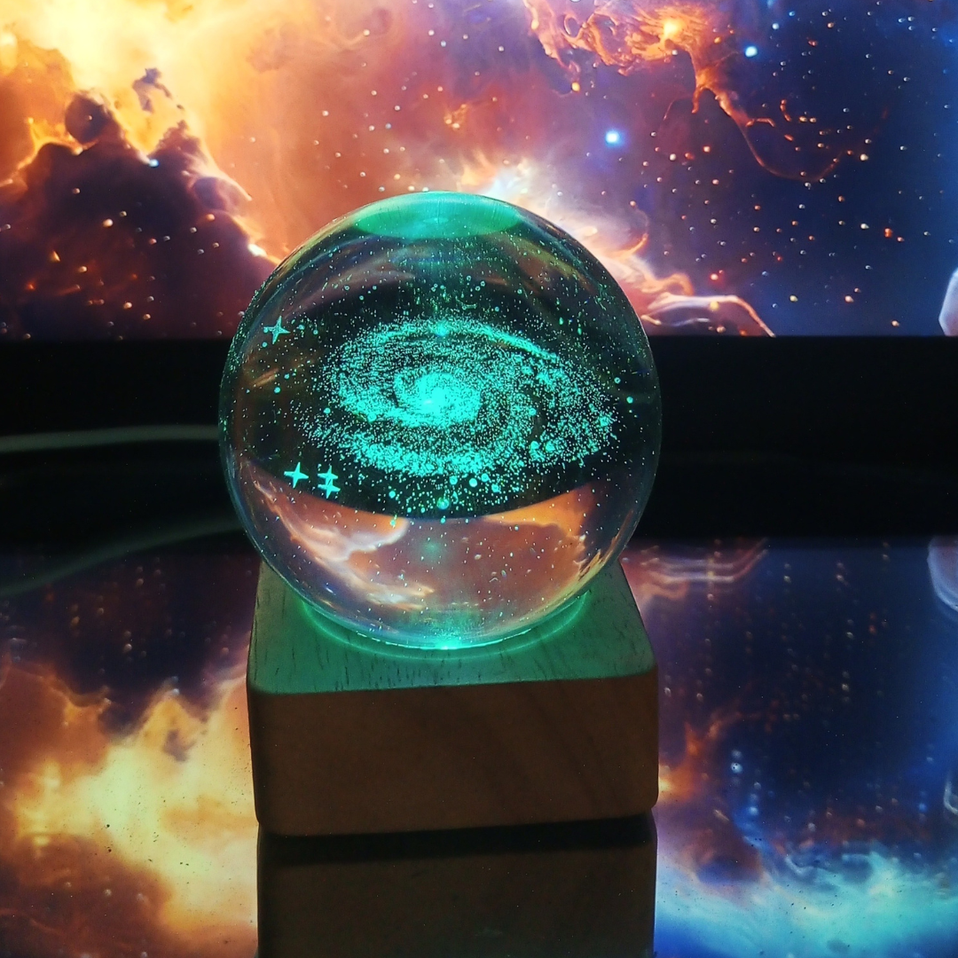 3D Moon & Ship Design Crystal Ball