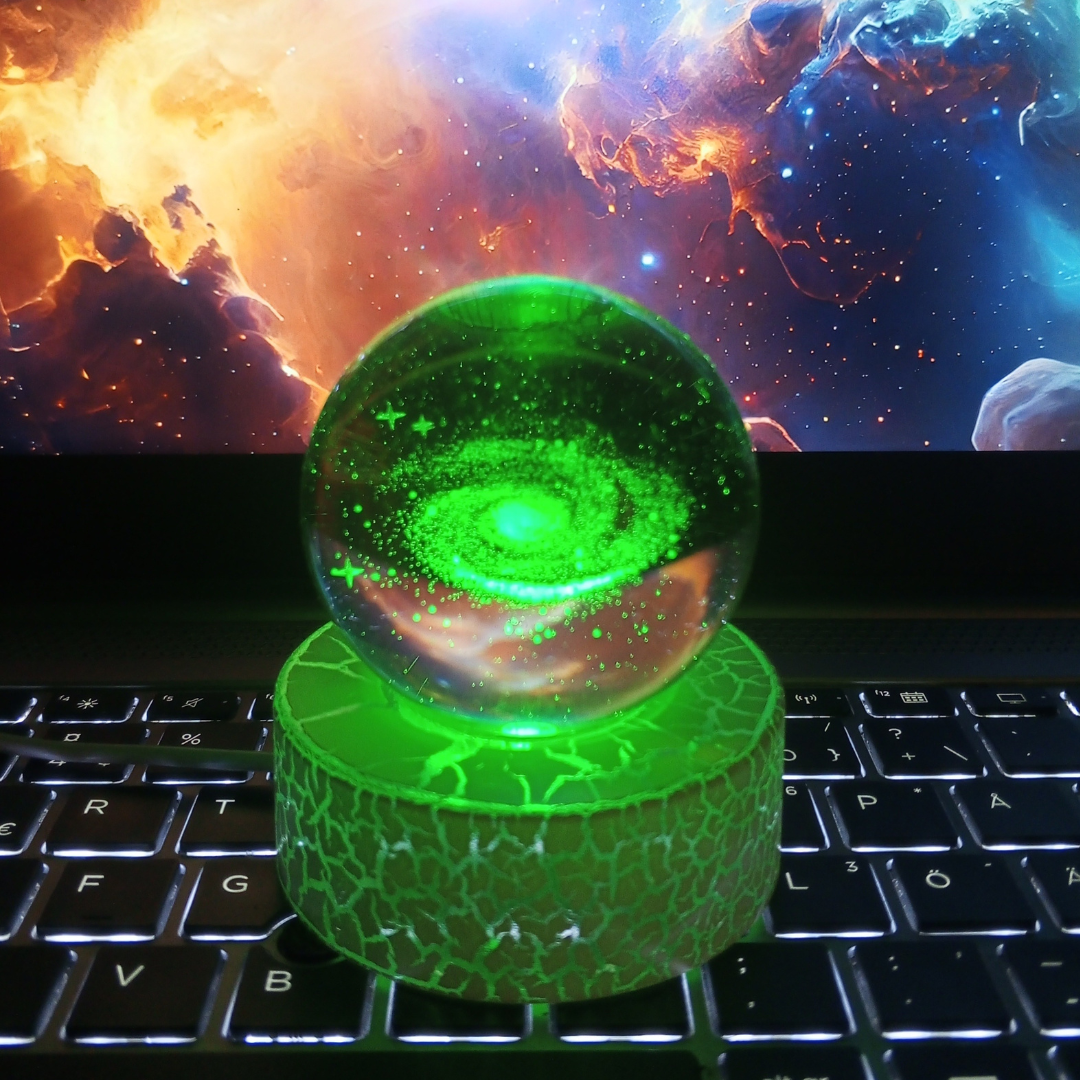 3D Moon & Ship Fire Crystal Ball