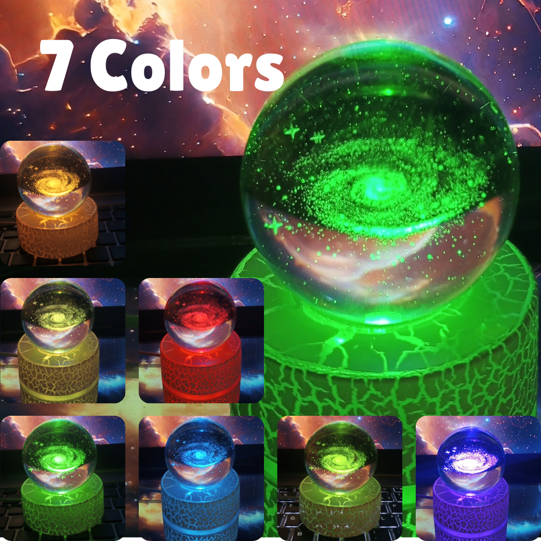 3D Moon & Ship Fire Crystal Ball